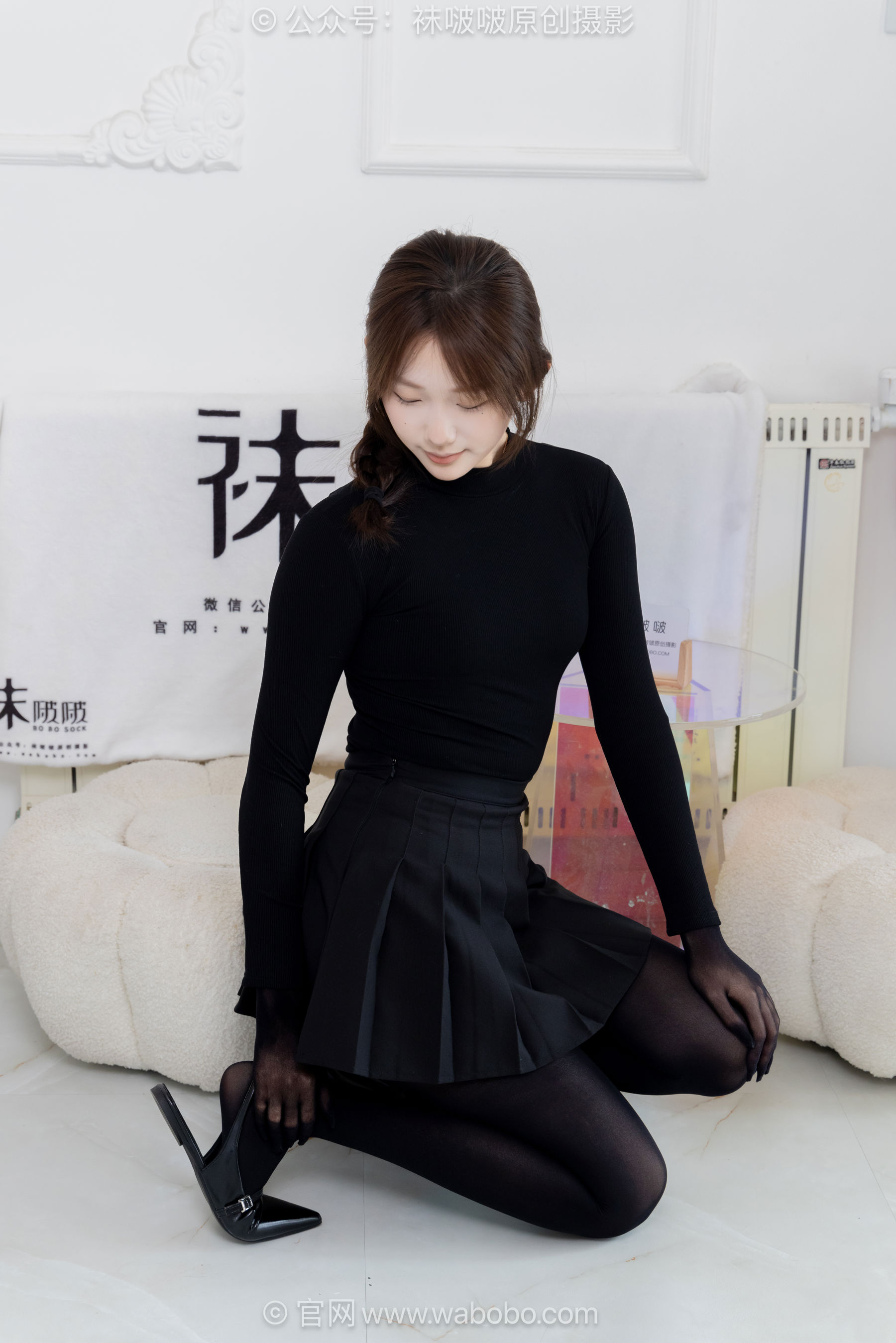 BoBoSocks袜啵啵 No.668 香菜 - 平底鞋、厚黑丝五指袜、黑丝手套/(179P)