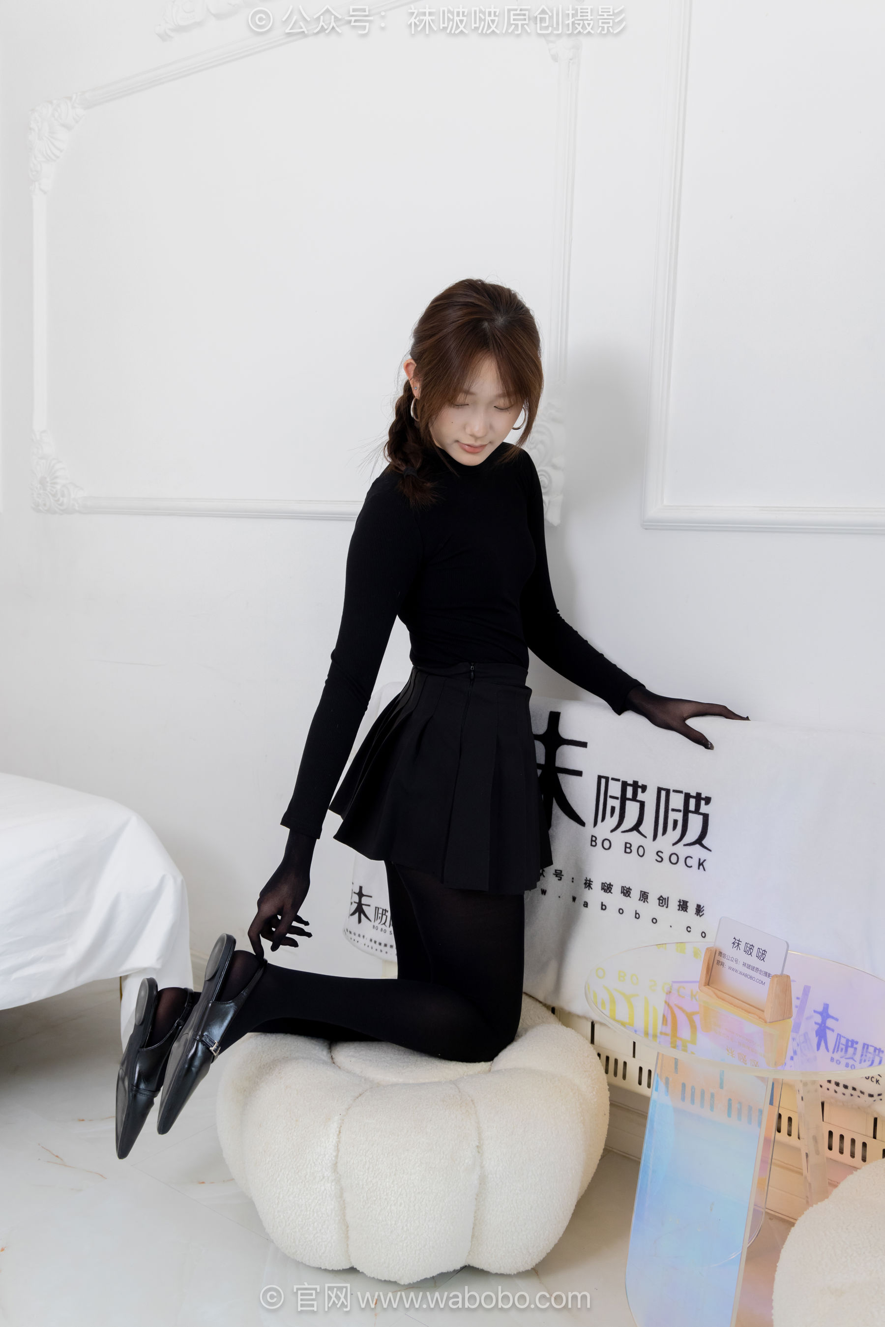 BoBoSocks袜啵啵 No.668 香菜 - 平底鞋、厚黑丝五指袜、黑丝手套/(179P)