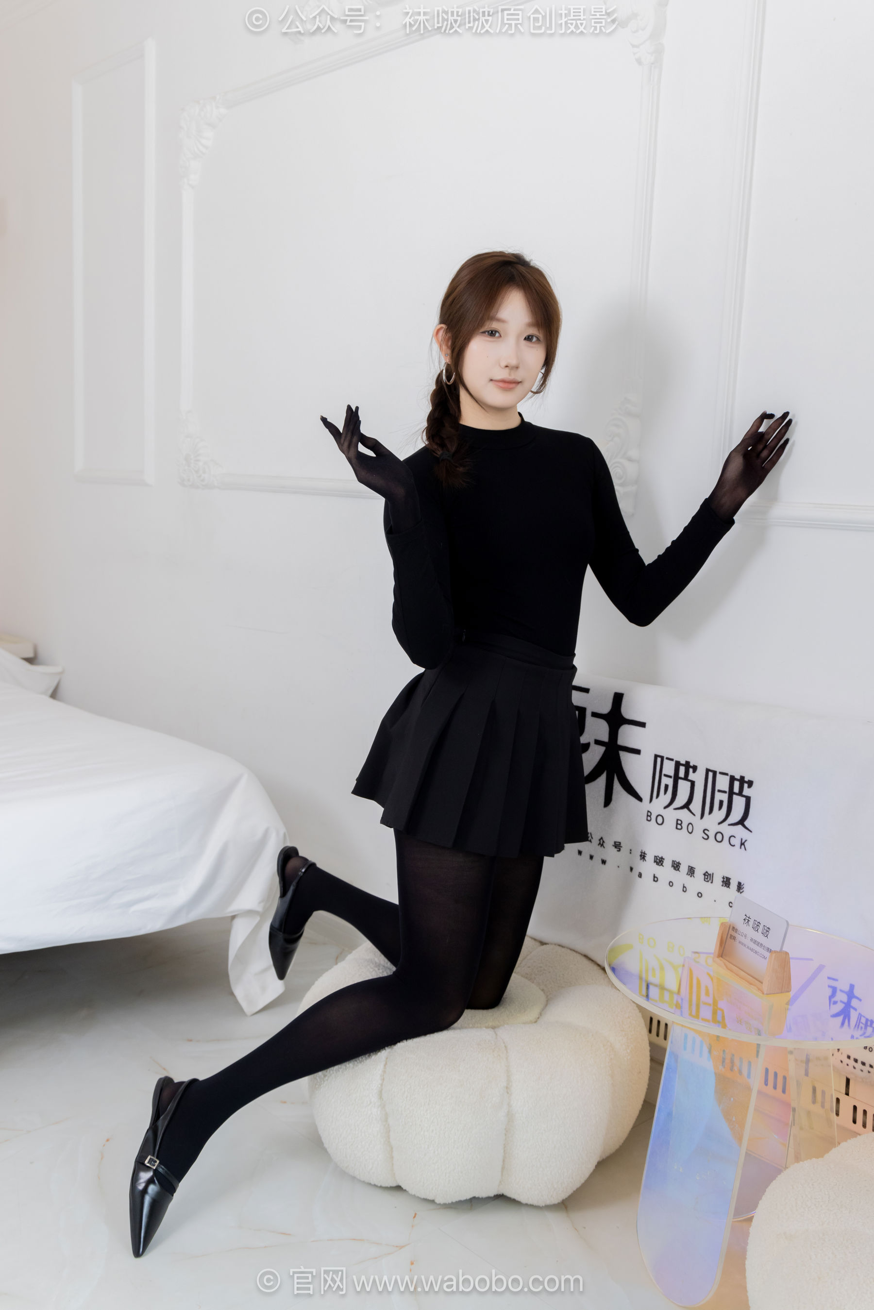 BoBoSocks袜啵啵 No.668 香菜 - 平底鞋、厚黑丝五指袜、黑丝手套/(179P)