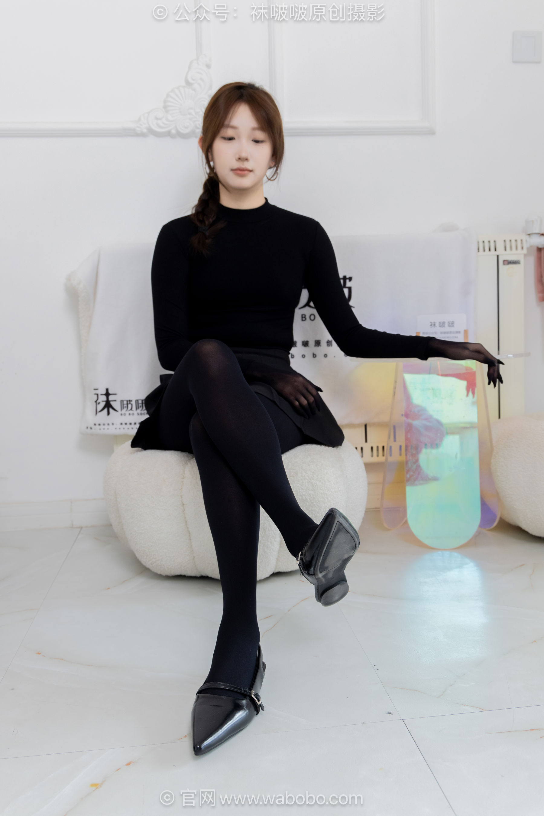BoBoSocks袜啵啵 No.668 香菜 - 平底鞋、厚黑丝五指袜、黑丝手套/(179P)