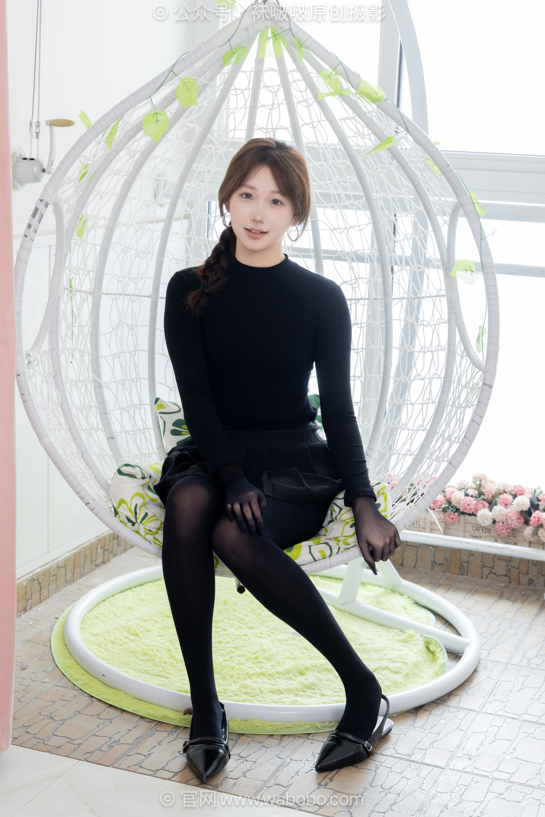 BoBoSocks袜啵啵 No.668 香菜 - 平底鞋、厚黑丝五指袜、黑丝手套/(179P)