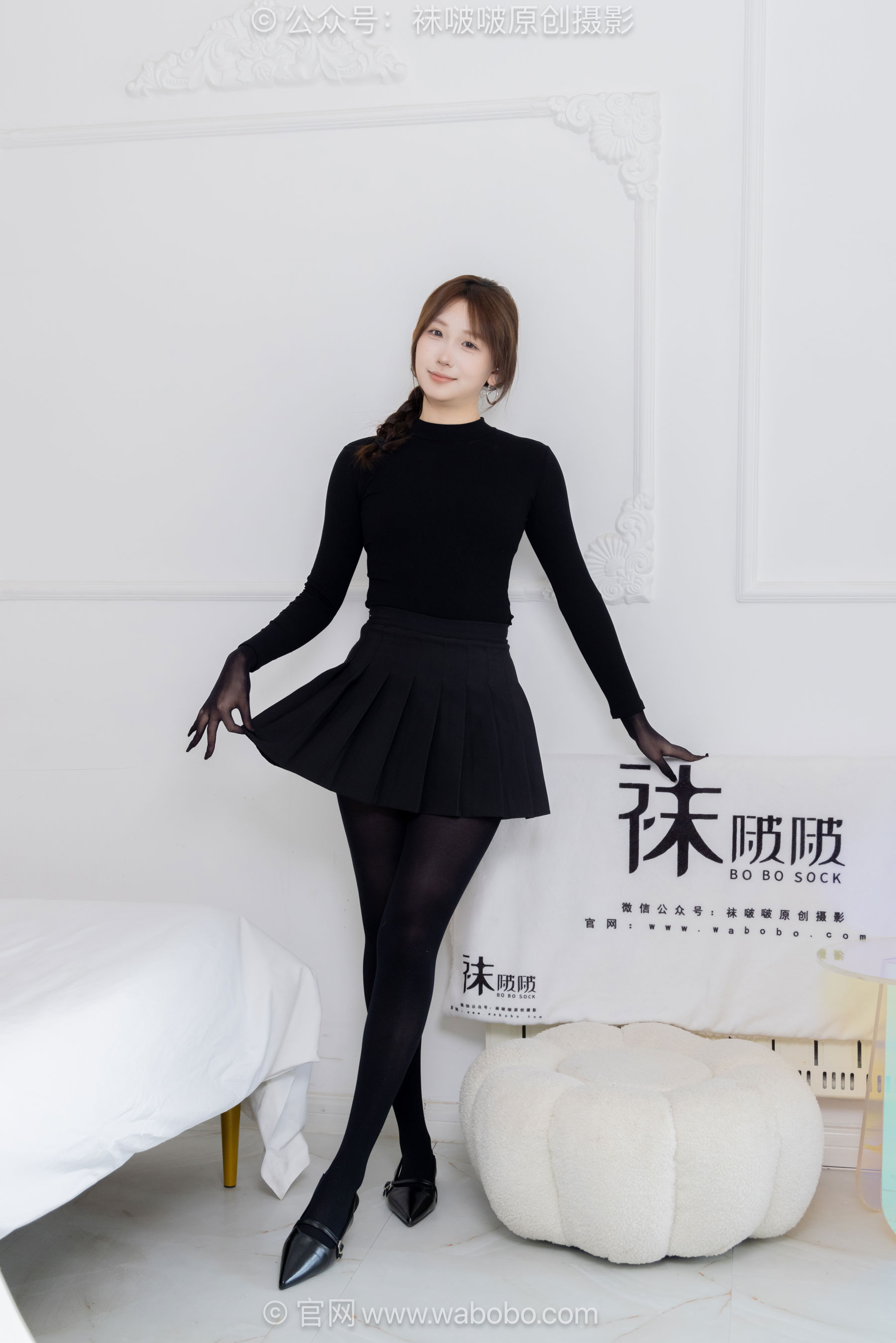 BoBoSocks袜啵啵 No.668 香菜 - 平底鞋、厚黑丝五指袜、黑丝手套/(179P)