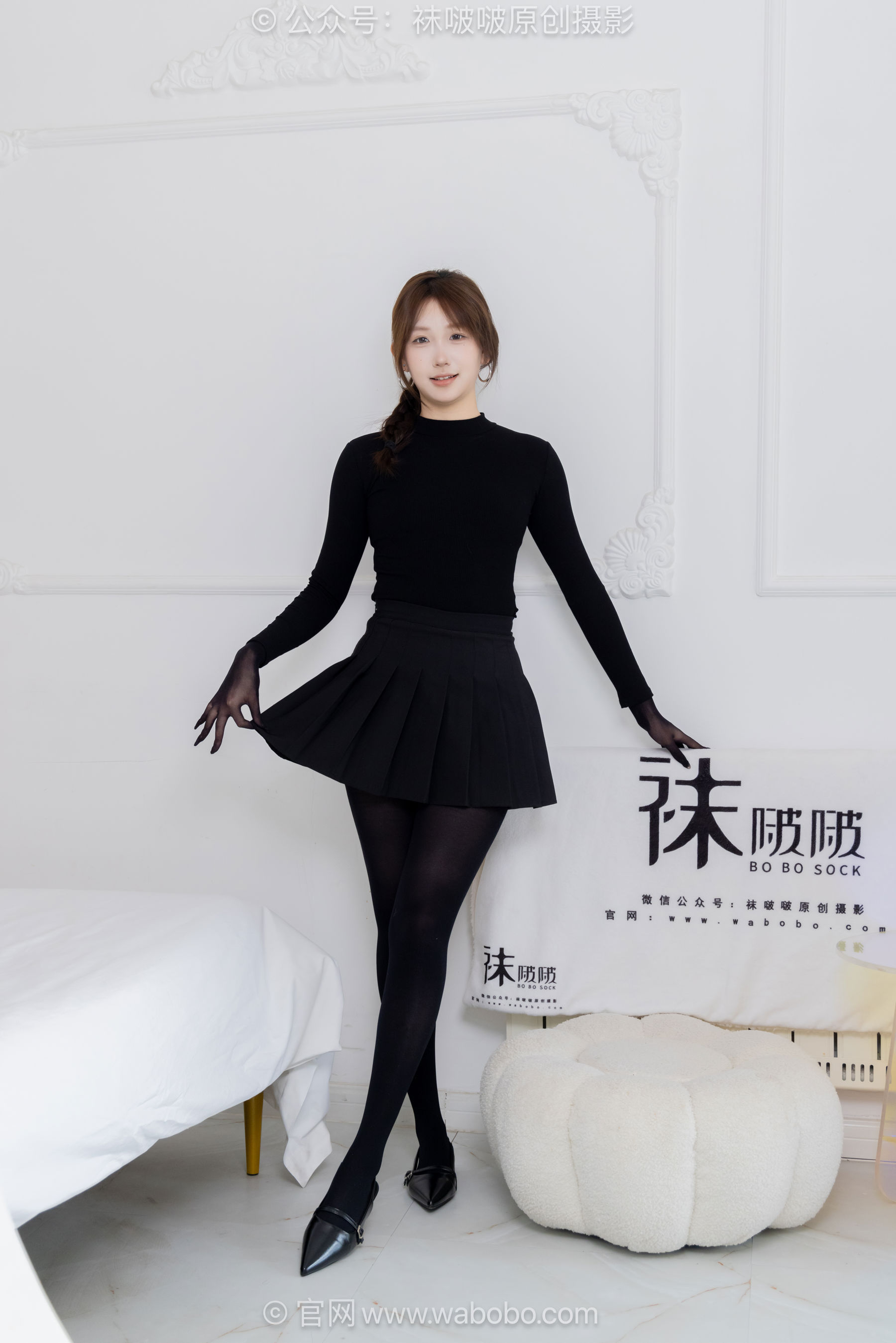 BoBoSocks袜啵啵 No.668 香菜 - 平底鞋、厚黑丝五指袜、黑丝手套/(179P)