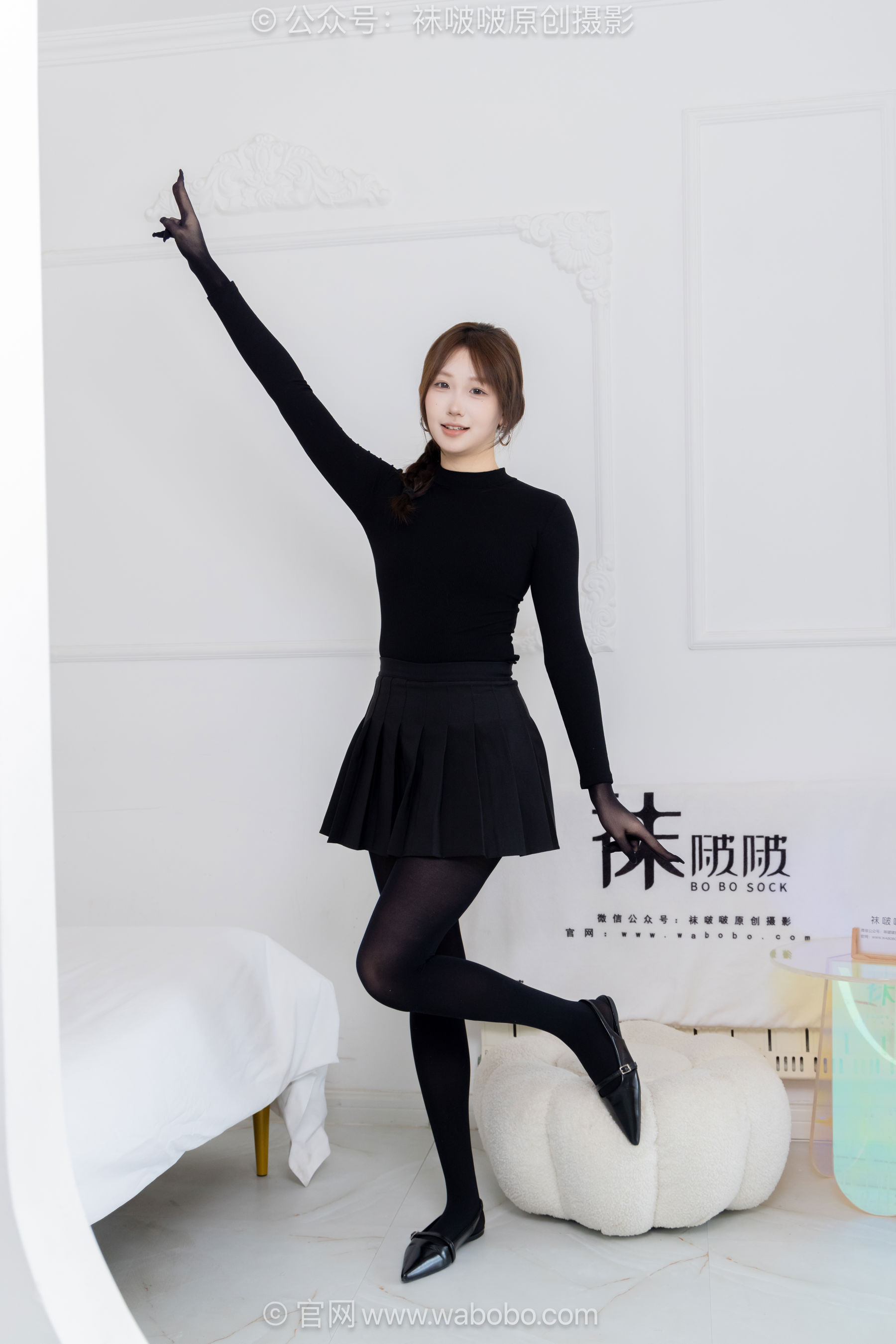 BoBoSocks袜啵啵 No.668 香菜 - 平底鞋、厚黑丝五指袜、黑丝手套/(179P)