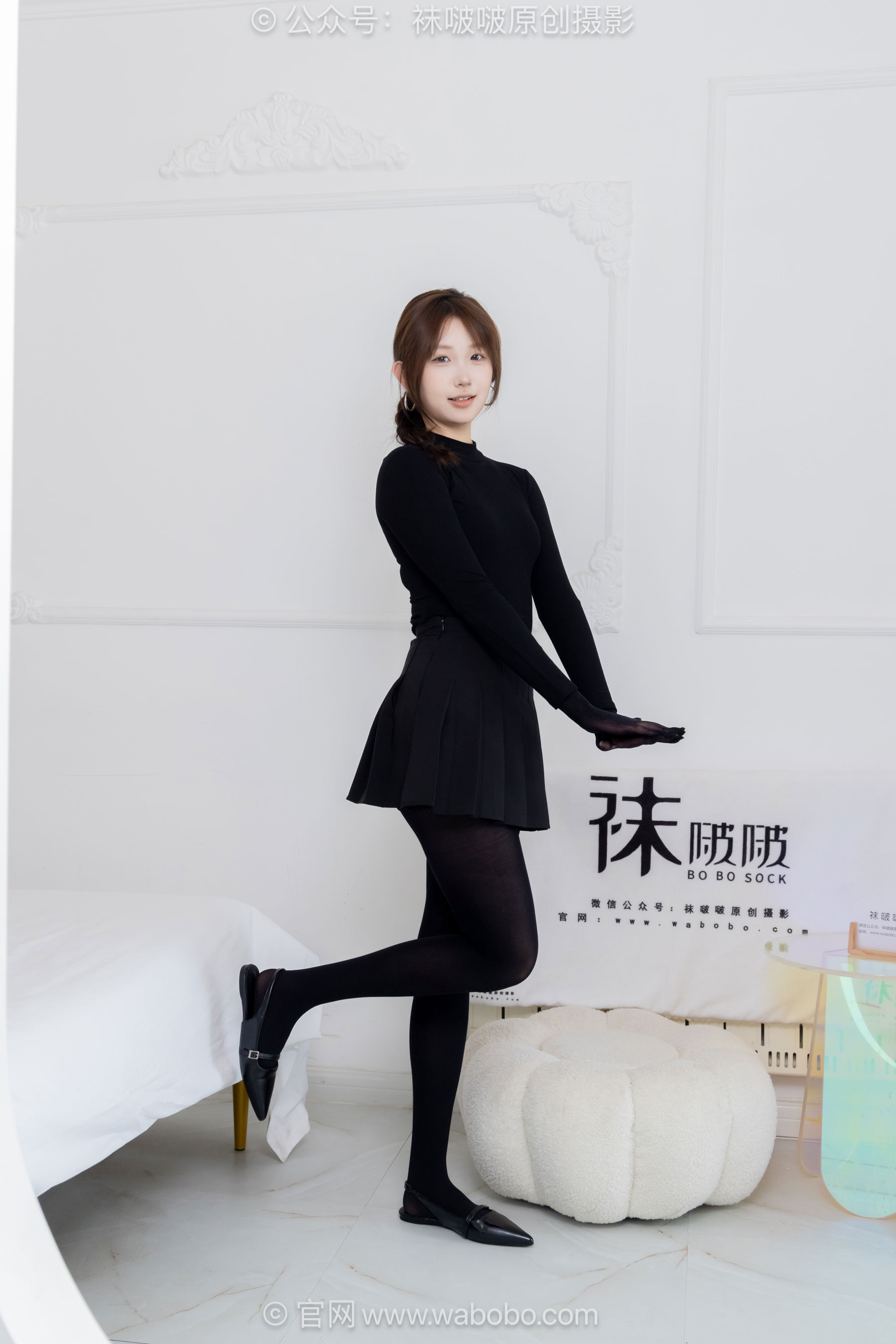 BoBoSocks袜啵啵 No.668 香菜 - 平底鞋、厚黑丝五指袜、黑丝手套/(179P)