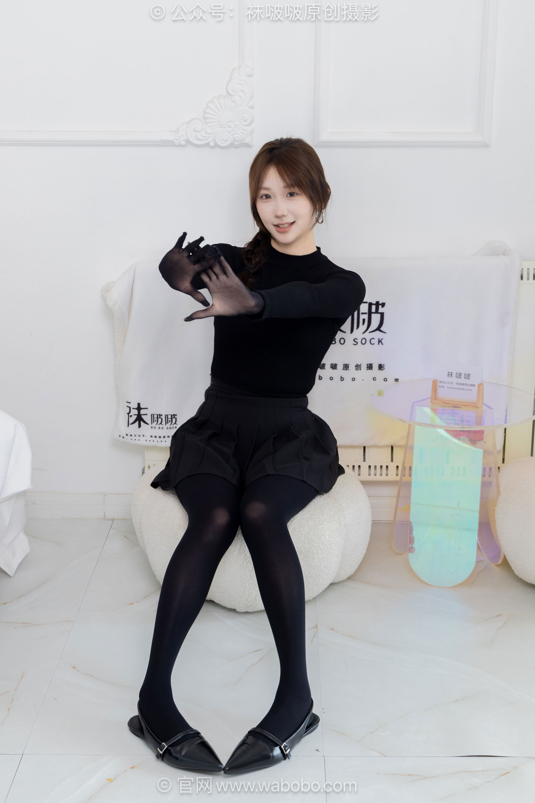 BoBoSocks袜啵啵 No.668 香菜 - 平底鞋、厚黑丝五指袜、黑丝手套/(179P)