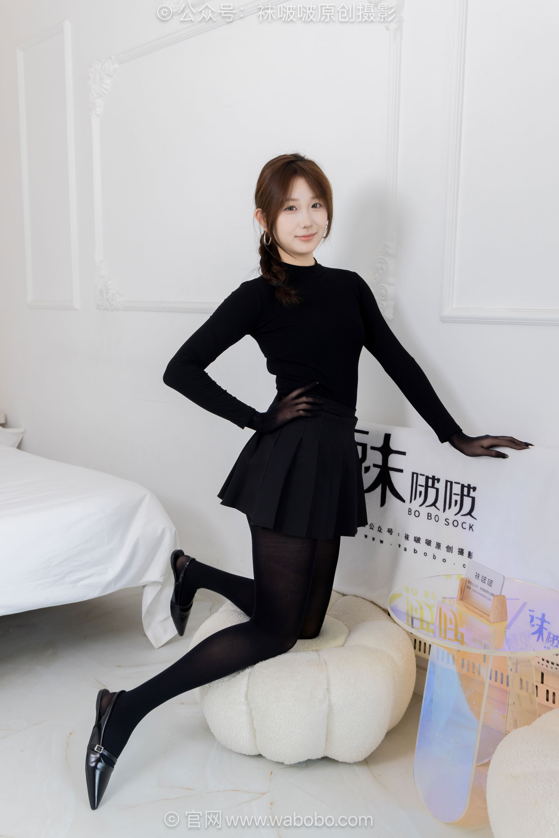 BoBoSocks袜啵啵 No.668 香菜 - 平底鞋、厚黑丝五指袜、黑丝手套/(179P)
