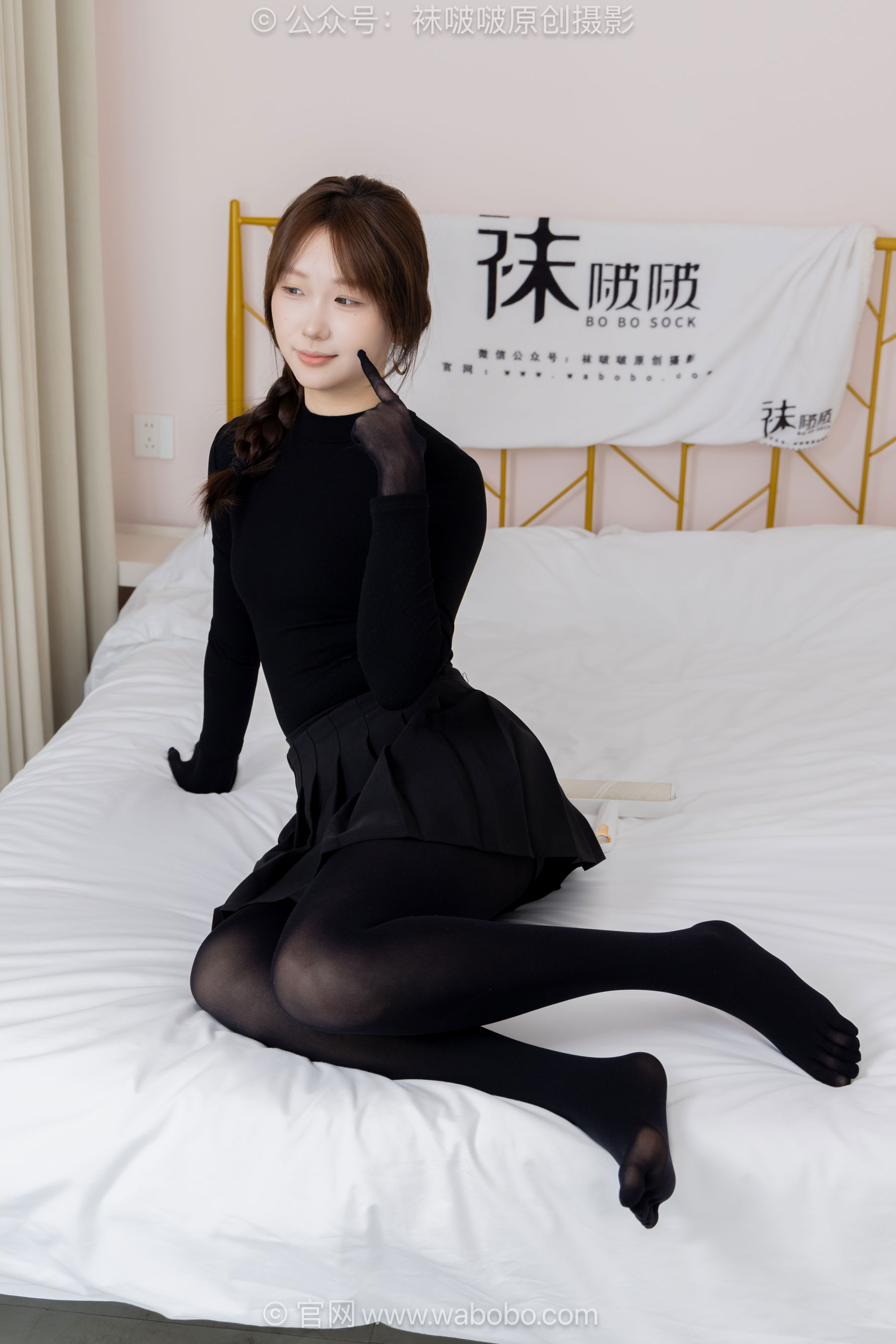 BoBoSocks袜啵啵 No.668 香菜 - 平底鞋、厚黑丝五指袜、黑丝手套/(179P)