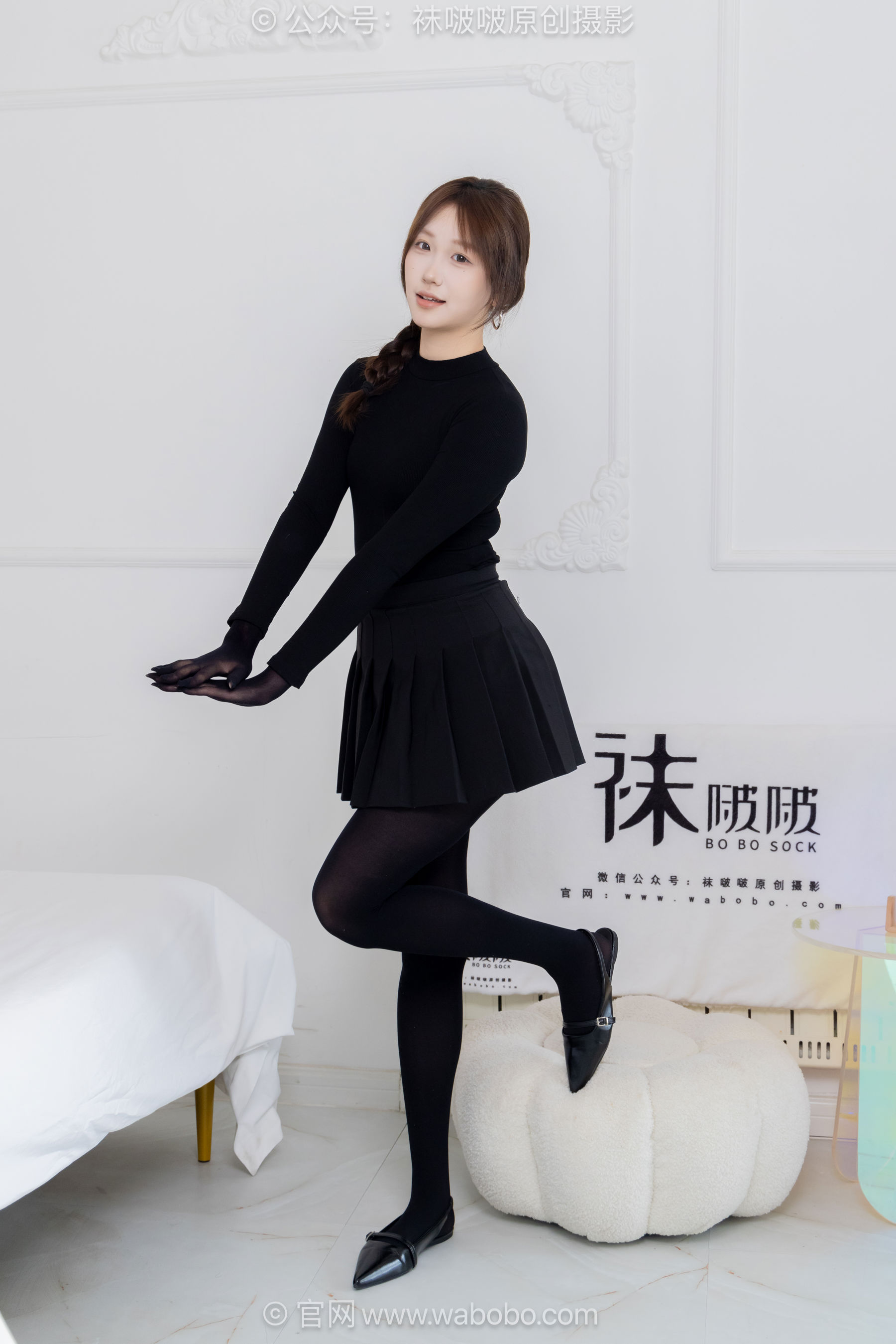 BoBoSocks袜啵啵 No.668 香菜 - 平底鞋、厚黑丝五指袜、黑丝手套/(179P)