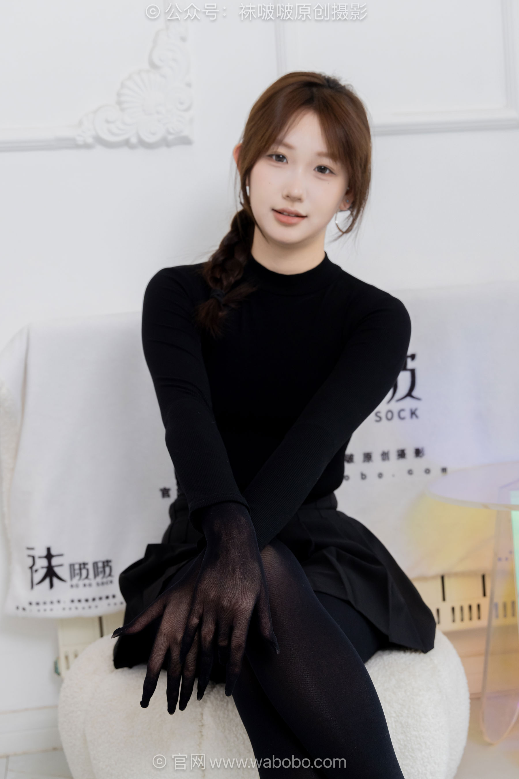 BoBoSocks袜啵啵 No.668 香菜 - 平底鞋、厚黑丝五指袜、黑丝手套/(179P)