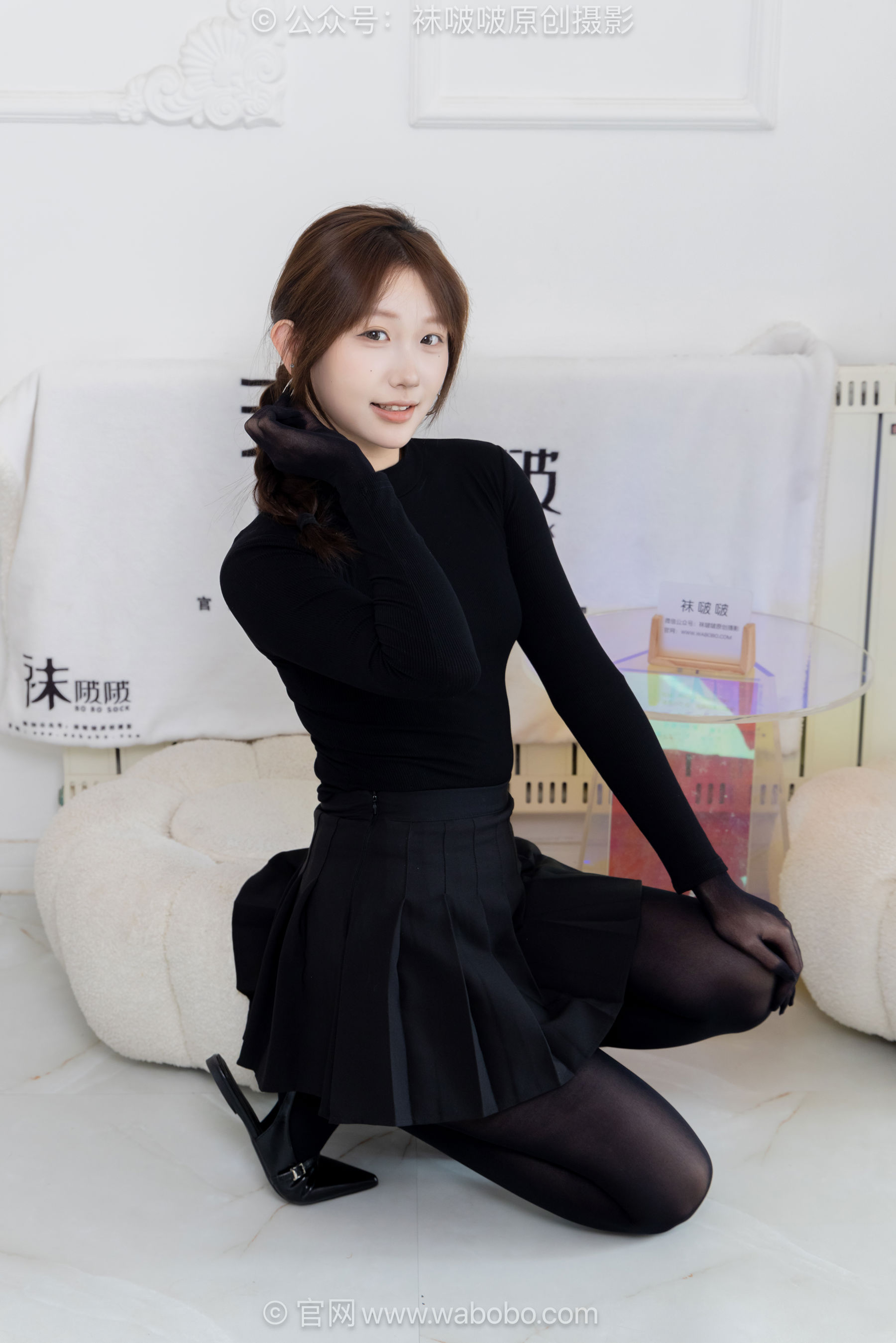 BoBoSocks袜啵啵 No.668 香菜 - 平底鞋、厚黑丝五指袜、黑丝手套/(179P)