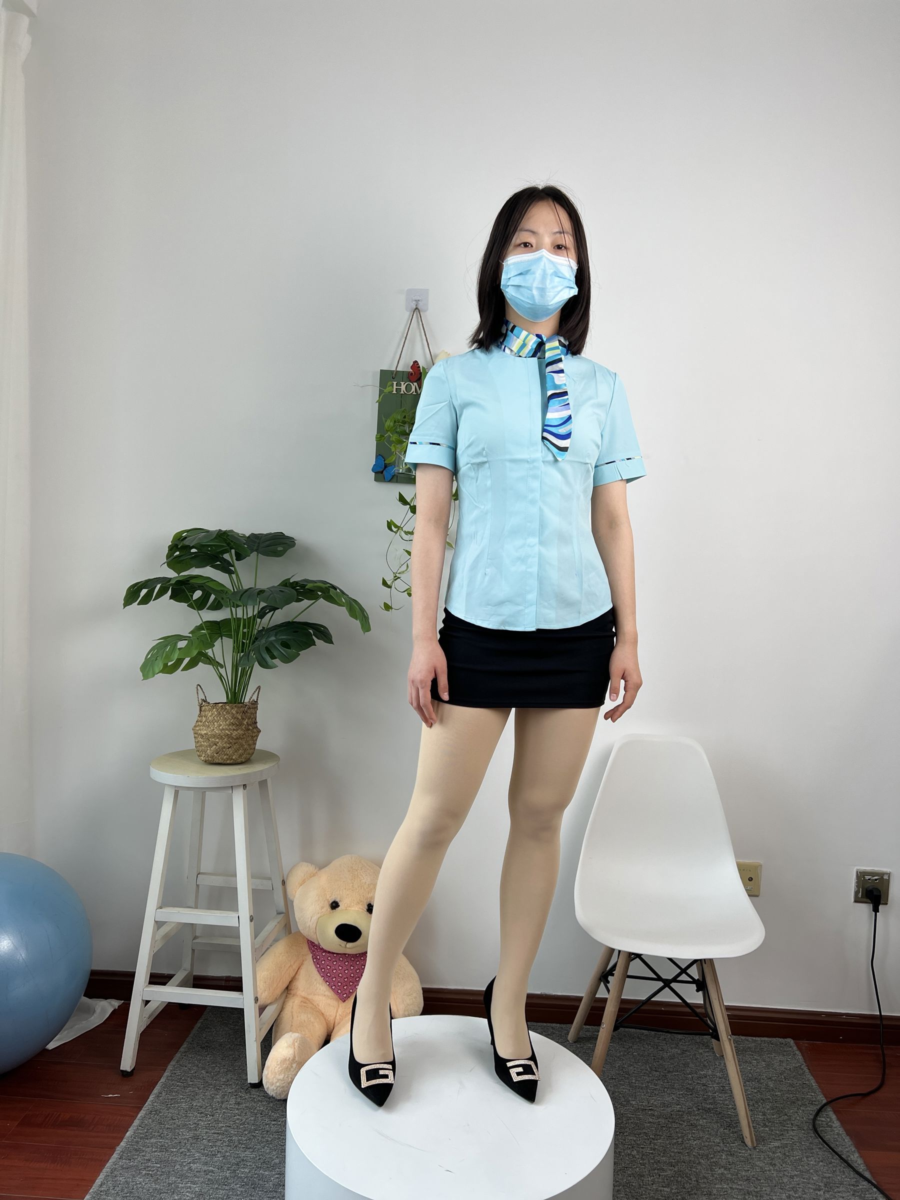 三禾摄影 No.076 空姐制服 肉丝高跟/(296P)