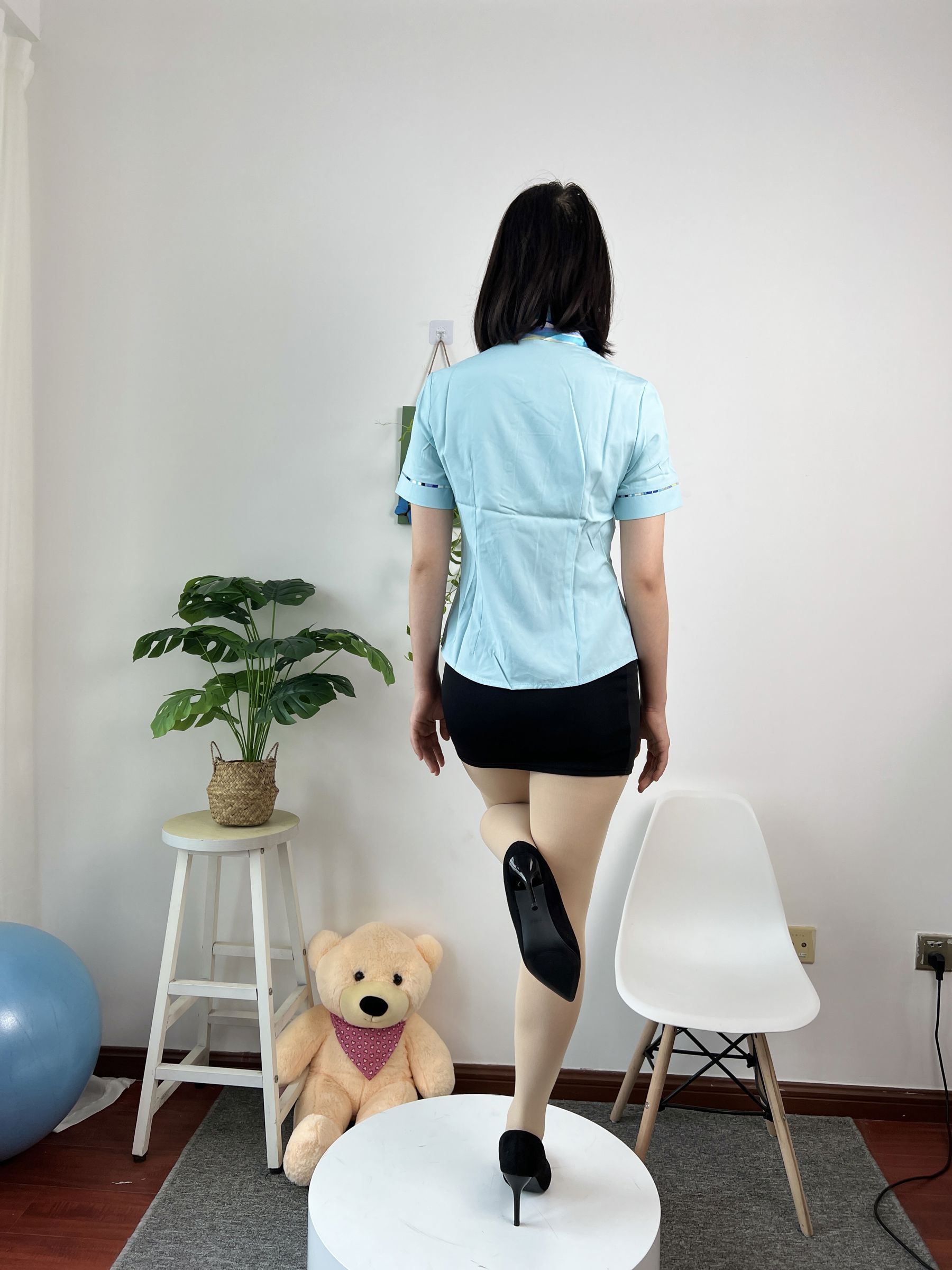 三禾摄影 No.076 空姐制服 肉丝高跟/(296P)
