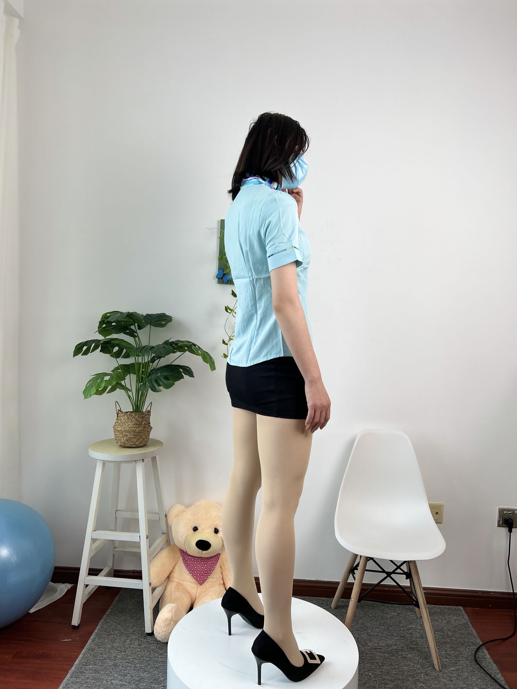 三禾摄影 No.076 空姐制服 肉丝高跟/(296P)