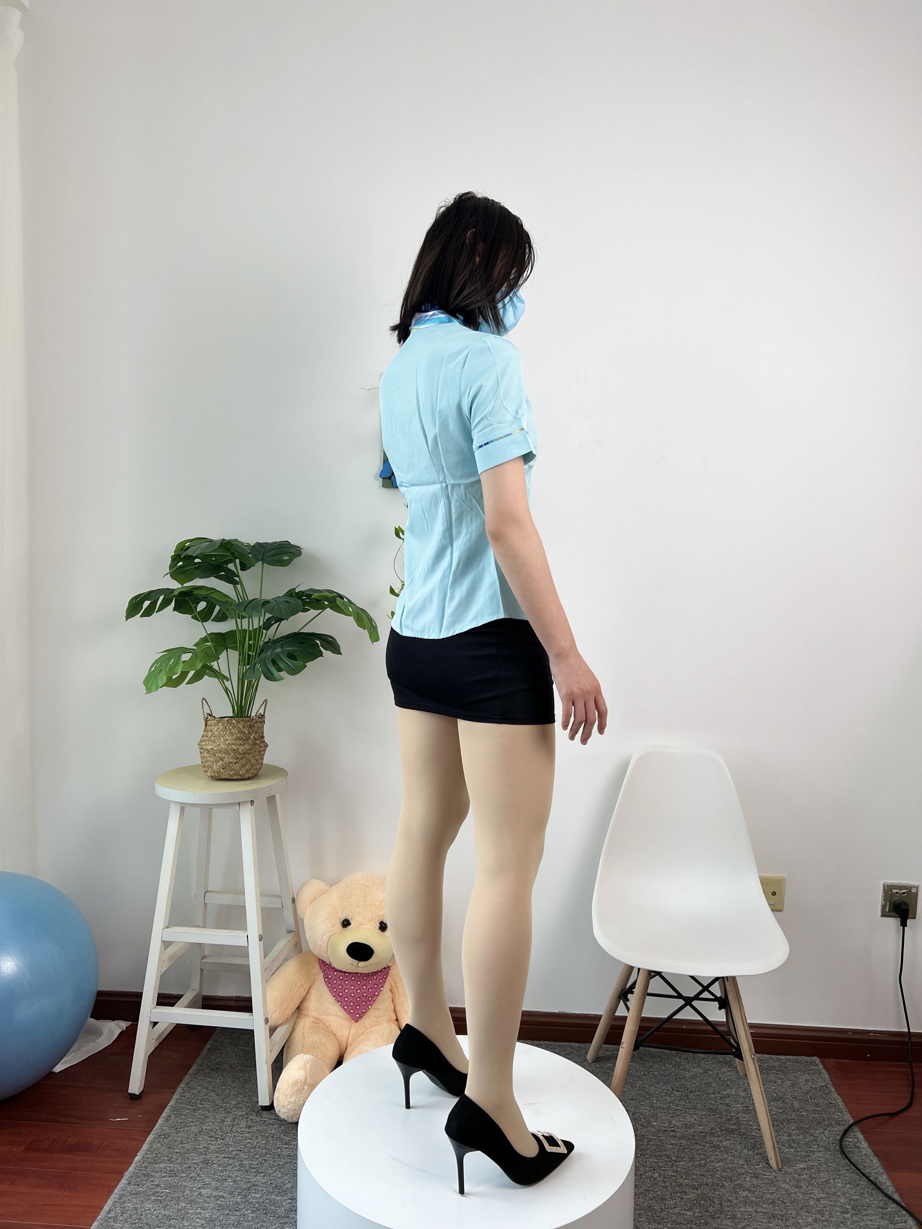 三禾摄影 No.076 空姐制服 肉丝高跟/(296P)