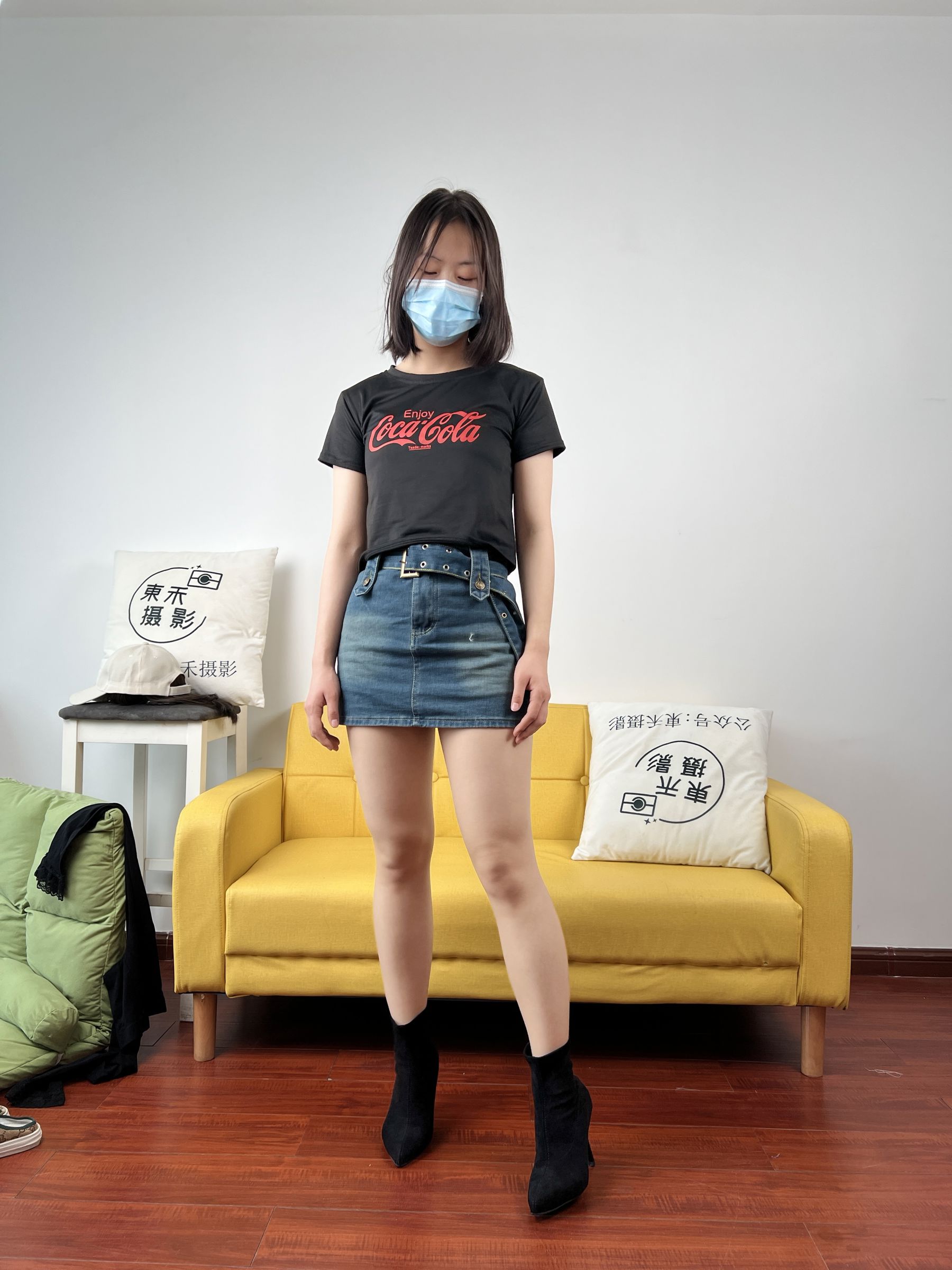三禾摄影 No.075 牛仔裙 肉丝 短靴/(258P)