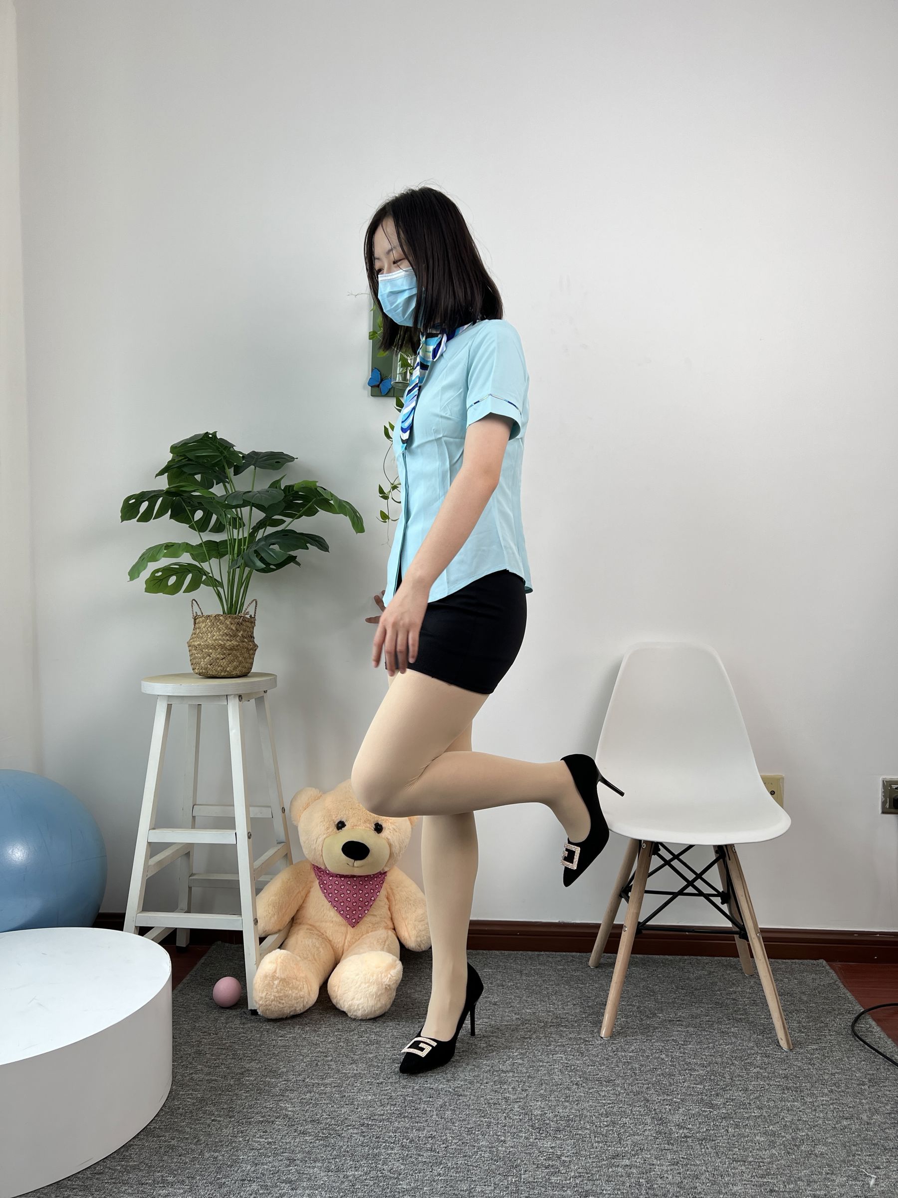 三禾摄影 No.076 空姐制服 肉丝高跟/(296P)