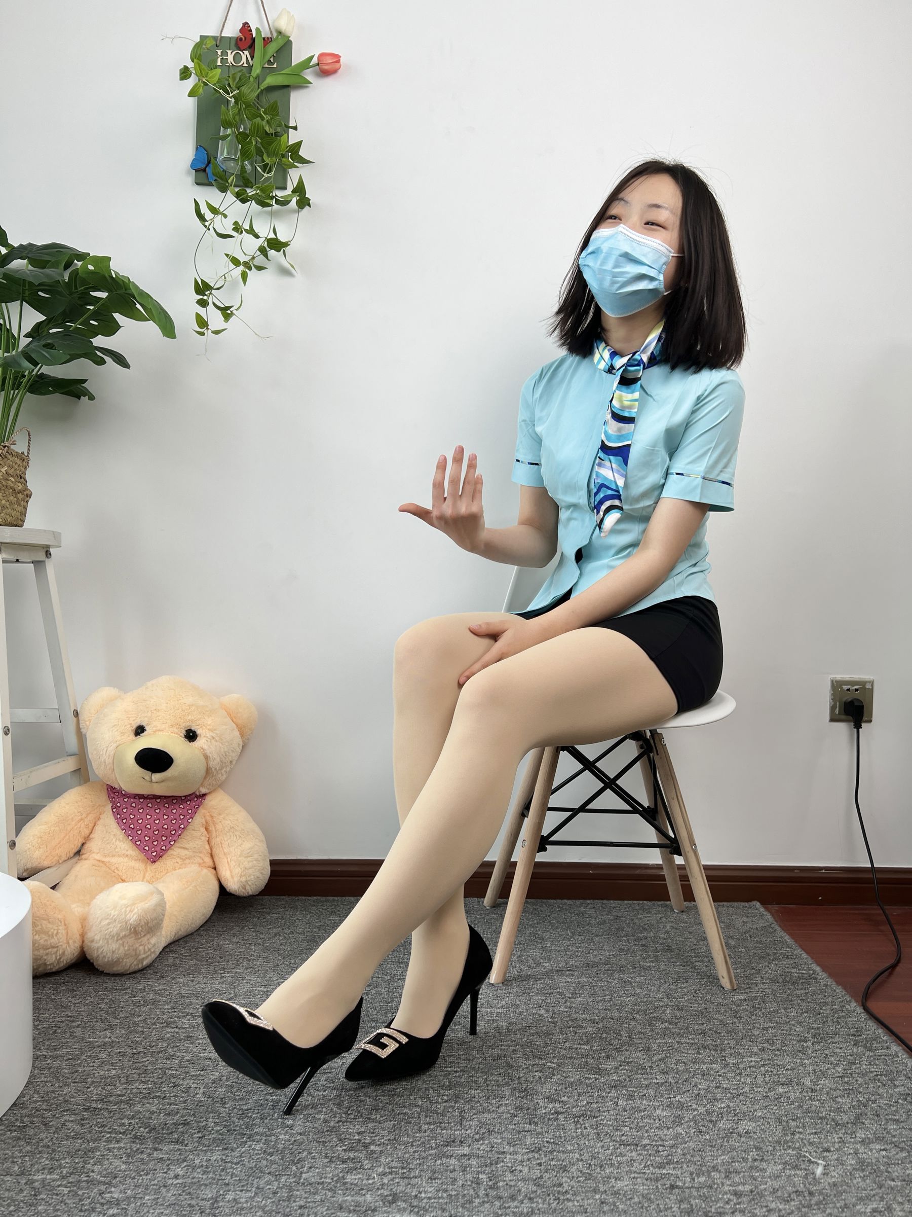 三禾摄影 No.076 空姐制服 肉丝高跟/(296P)