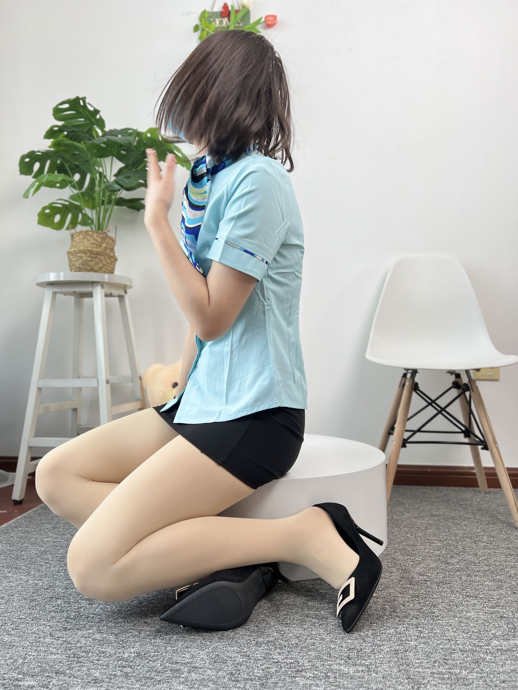 三禾摄影 No.076 空姐制服 肉丝高跟/(296P)