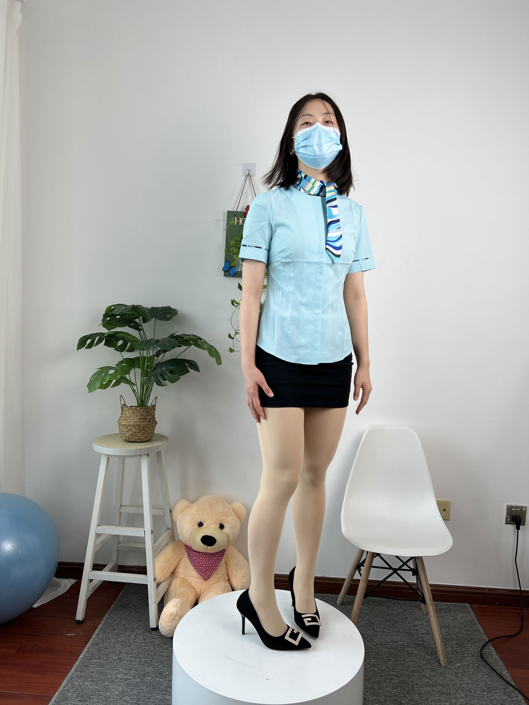 三禾摄影 No.076 空姐制服 肉丝高跟/(296P)