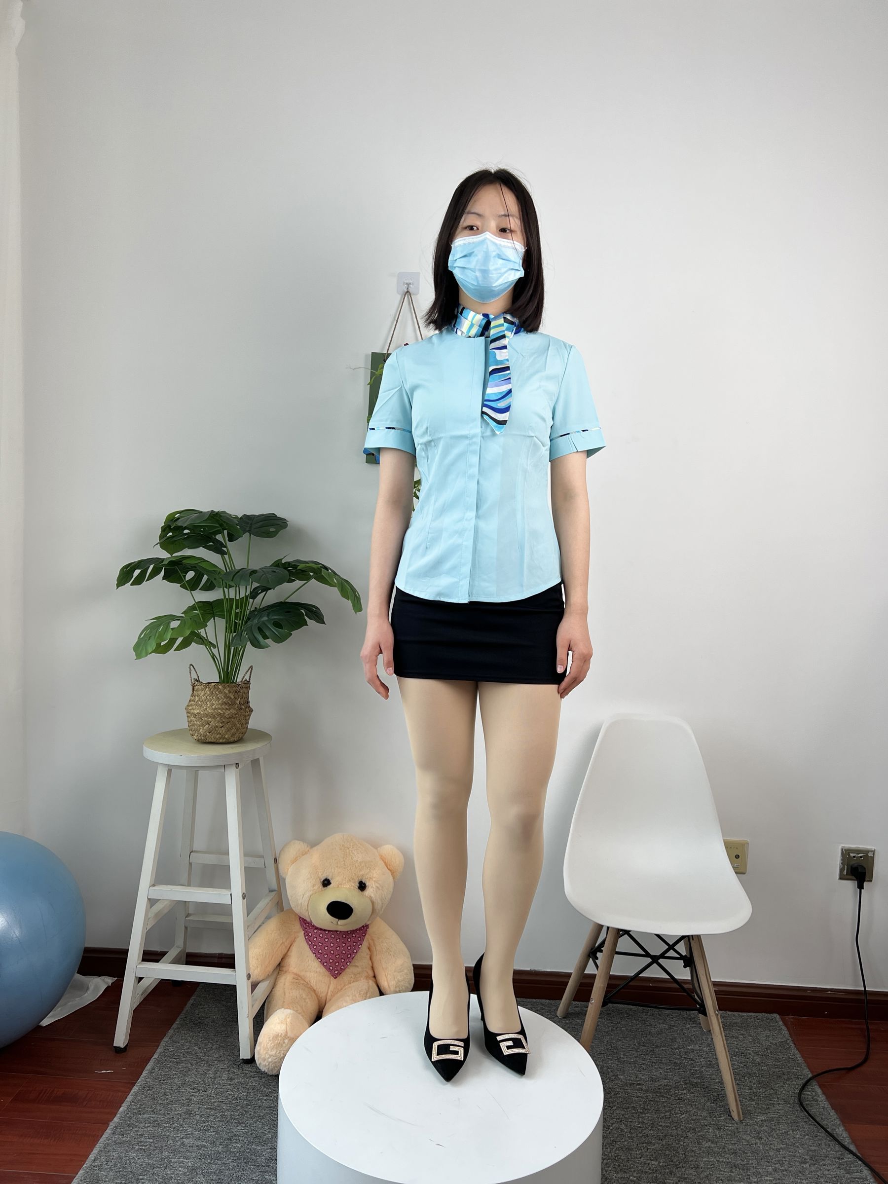 三禾摄影 No.076 空姐制服 肉丝高跟/(296P)