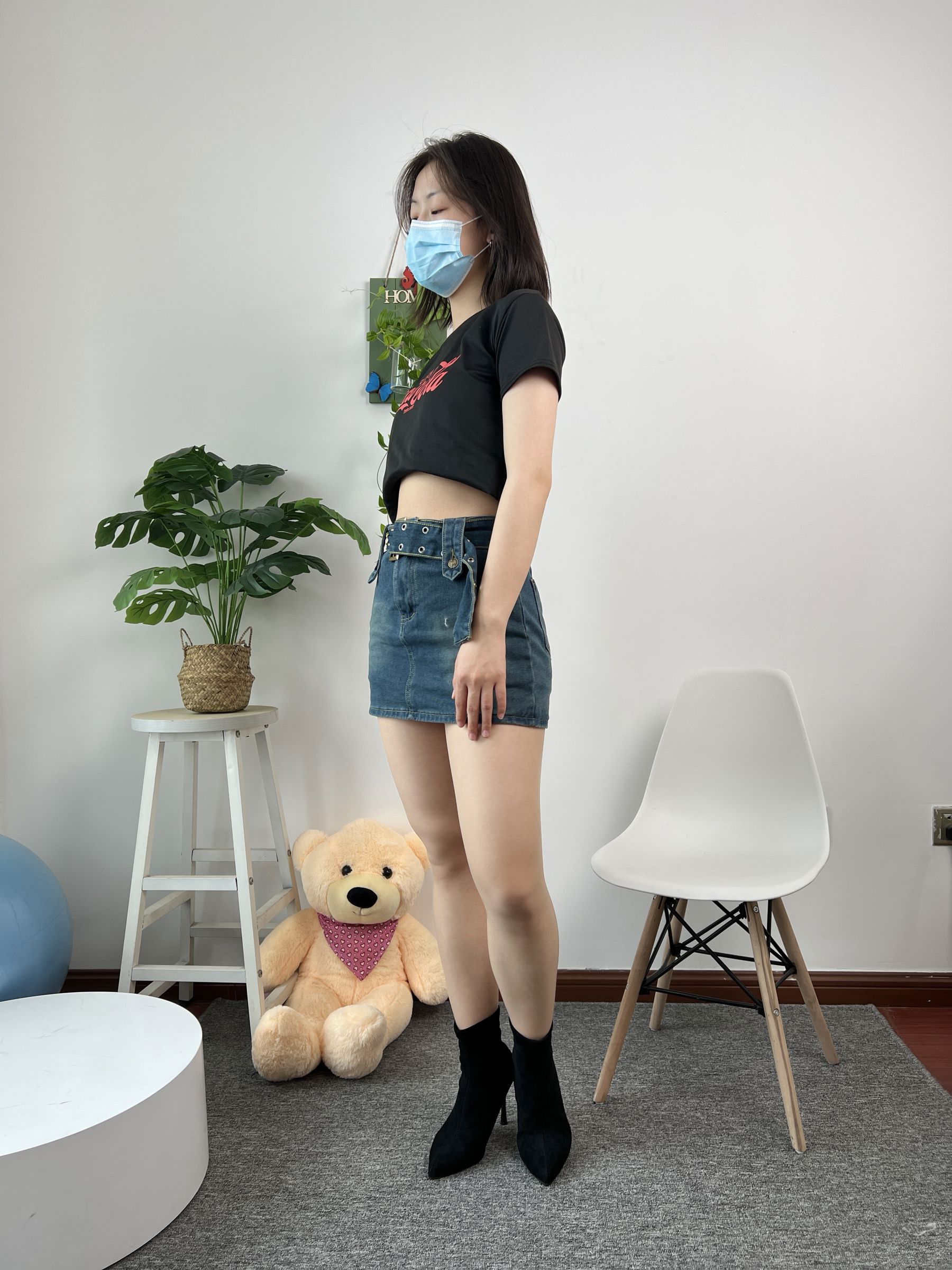 三禾摄影 No.075 牛仔裙 肉丝 短靴/(258P)
