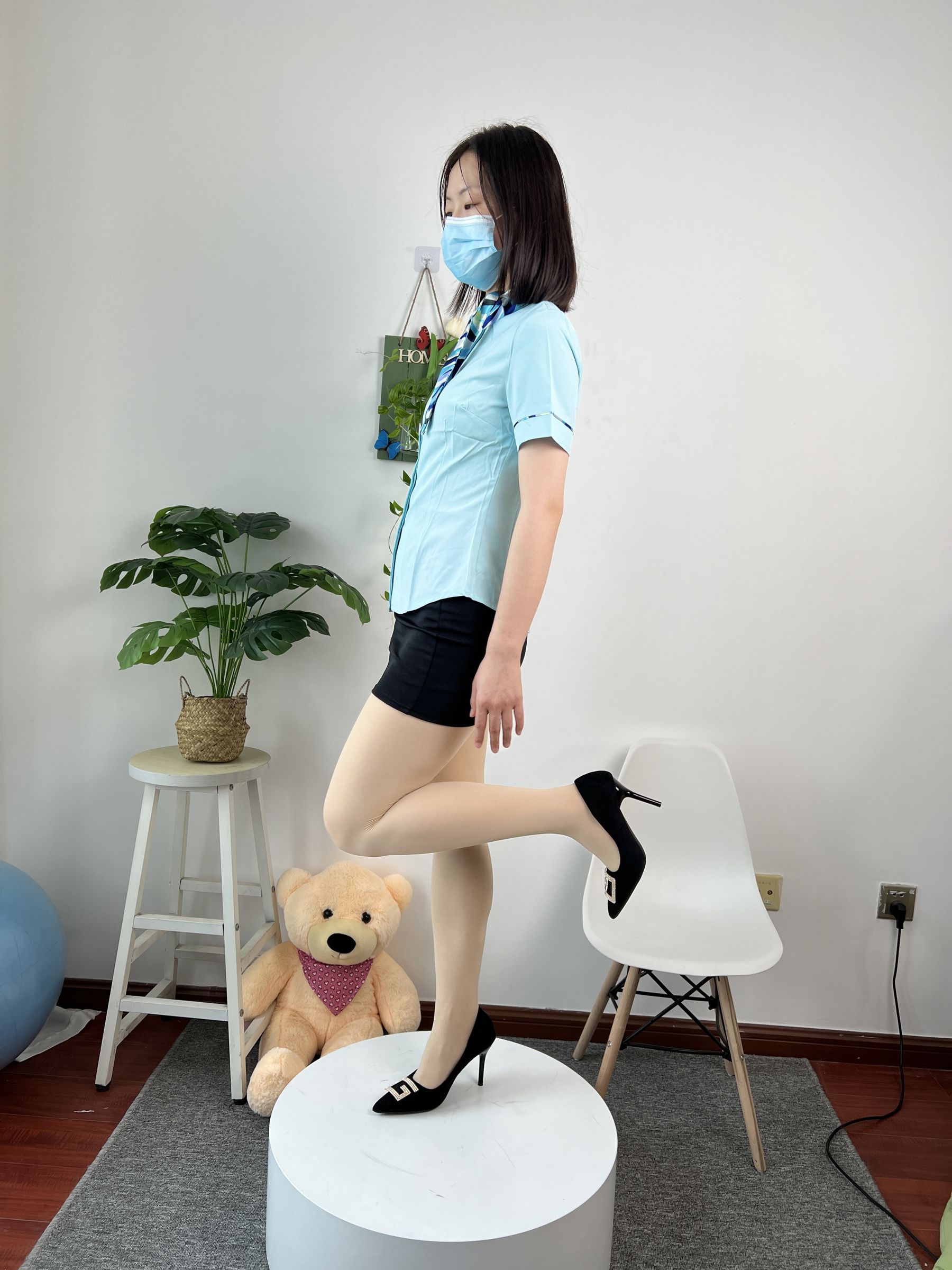 三禾摄影 No.076 空姐制服 肉丝高跟/(296P)